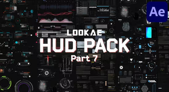 AE模板-150个科技感UI用户界面元素动画 HUD Pack Part 7