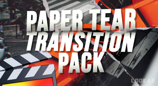 FCPX插件-30组纸张撕裂视频转场过渡预设+音效 RN Paper Tear Transitions V2