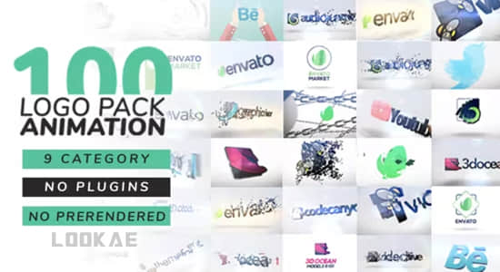 AE模板-100种LOGO标志演绎开场动画小片头 Logo Pack Animation
