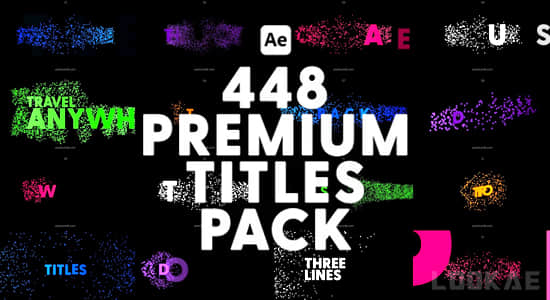 AE模板-448个创意现代时尚风格化字幕条标题动画 Premium Titles Pack