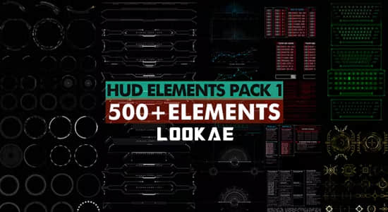 AE脚本-500个科技感HUD元素屏幕界面图形动画 HUD Elements Pack 1