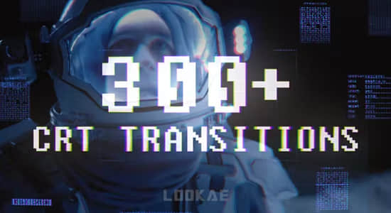 AE脚本-300种复古画面故障损坏干扰视频转场预设 CRT Transitions