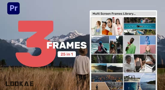 PR模板-画面组合动态视频3分屏展示动画预设 Multi Screen Frames Library