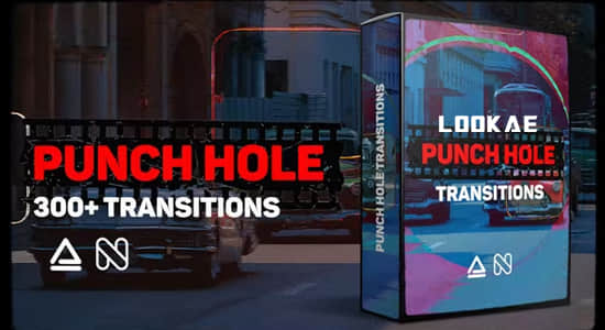AE脚本-300个复古电影胶片灼烧划痕污渍视频无缝转场预设 Punch Hole Transitions