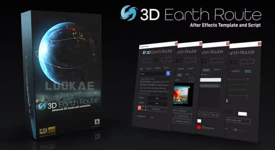 AE模板/脚本-三维地球自定义位置坐标定位导航连线展示动画 3D Earth Route