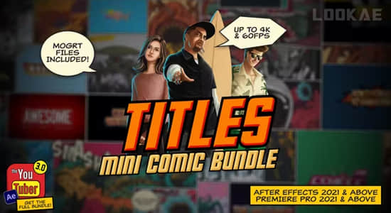 AE/PR模板-25种迷你动漫卡通文字标题动画 Mini Comic Bundle – Titles