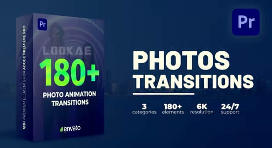 PR模板-多张图像重叠堆积过渡转场预设 Transitions Photo Animation
