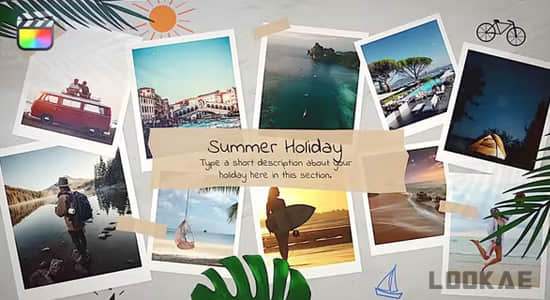 FCPX插件-浪漫夏日假期游玩照片相册展示模板动画 Summer Holiday