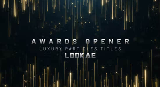 AE模板-抽象金色线条粒子背景文字标题开场片头动画 Awards Luxury Titles