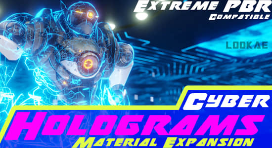 Blender插件-三维全息科幻投影材质工具 Cyber Holograms