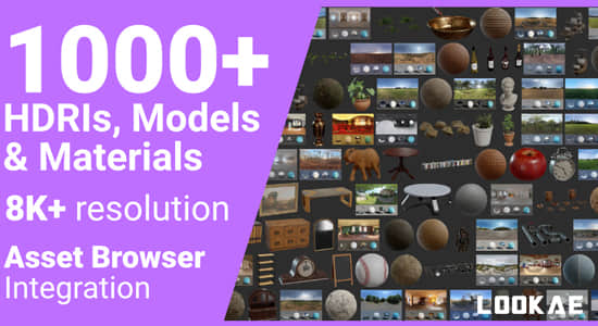 1000种HDRI材质模型预设库Blender插件 Poly Haven Asset Browser v2