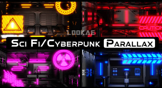赛博朋克科幻室内环境场景模型预设Blender插件 Sci Fi – Cyberpunk Parallax Rooms