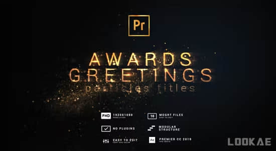 PR模板-金色粒子文字标题颁奖典礼开场片头 Particles Titles