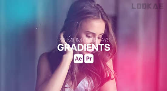 彩色颜色渐变叠加视觉特效AE/PR模板 Premium Overlays Gradients