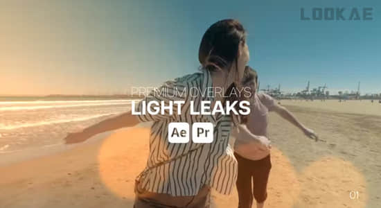 镜头光晕炫光动画叠加特效AE/PR模板 Premium Overlays Light Leaks