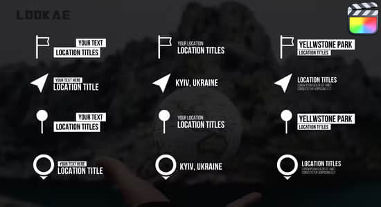 FCPX插件-24个位置坐标点文字标题动画 Location Titles