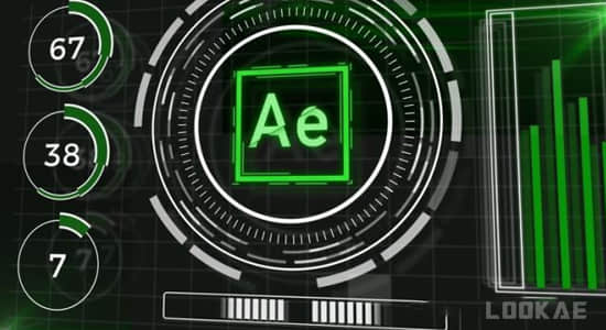AE教程-制作科技感UI界面图形元素动画(英文字幕) Futuristic Hud Motion Graphics