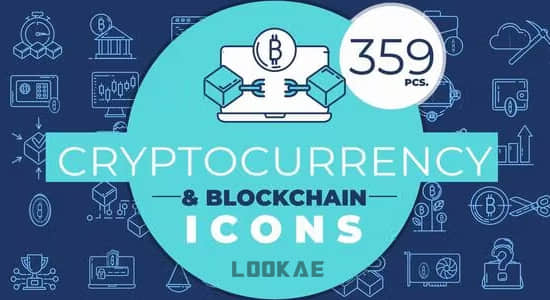 359个金融线条图标动画PR模板 Cryptocurrency & Blockchain Icons