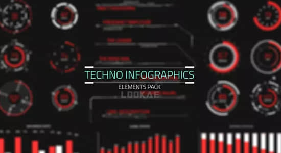 56个科技感信息图表HUD预设动画PR模板 Techno Infographics