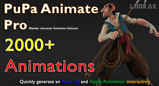 三维模型绑定动画预设库Blender插件 Pupa Animate Pro V1.4.2