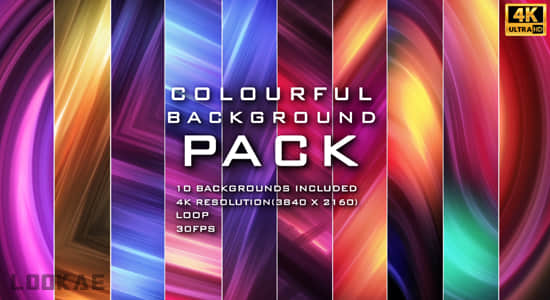 AE模板-10组抽象彩色发光渐变液体流动背景循环动画 Colorful Background Pack