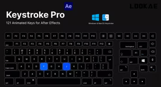 AE模板-虚拟键盘按键快捷键操作动画 Keystroke Pro for After Effects