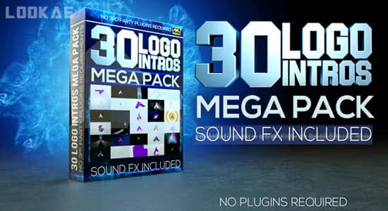 30个简洁迷你影视LOGO标志动画片头AE模板 logo Reveal Mega pack minimal logo opener Ident