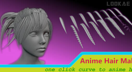 动漫风格头发制作生成Blender插件 Anime Hair Maker V1.5