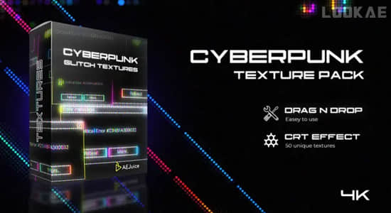 AE/PR模板/视频素材-赛博朋克故障干扰纹理视觉特效动画 Cyberpunk Glitch Texture Pack