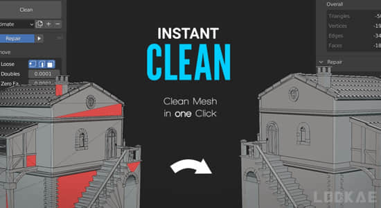网格清理布线优化Blender插件 Instant Clean V1.2.0