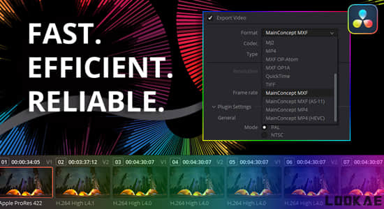 视频渲染编解码器输出达芬奇插件 MainConcept Codec Plugin v1.6.1 CE Win for DaVinci Resolve