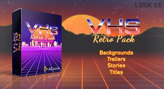复古老录像带背景文字标题动画AE/PR模板 VHS Retro Pack