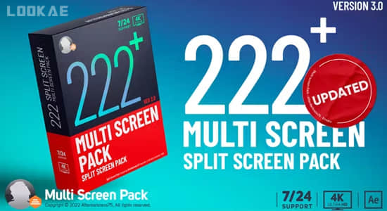 AE模板-222个多画面视频分屏网格组合动画预设 Multi Screen Pack V3