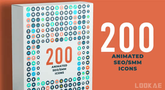200个扁平化日常生活MG图标动画AE模板 Animated Icons