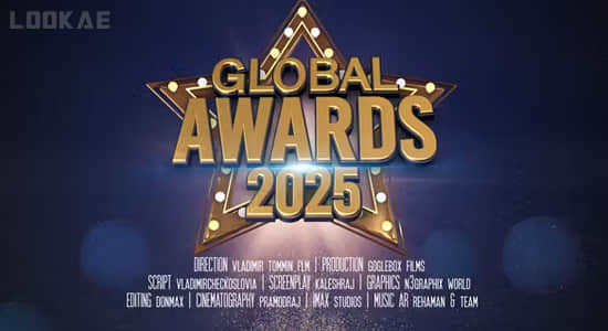 金色粒子五角星颁奖典礼包装开场介绍片头AE模板 Awards Promo