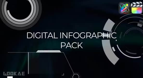 FCPX插件-26个未来数字科技UI界面HUD动画元素 Digital Infographic