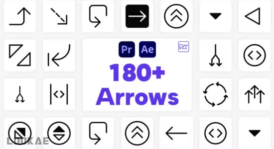 180组线条箭头图形标注指示动画AE/PR模板 Big Pack Arrows