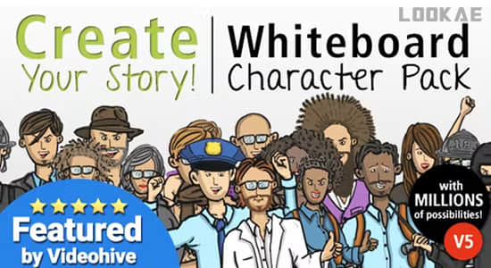 AE模板-专业手绘插图故事白板人物角色包Create Your Story Whiteboard Character Pack