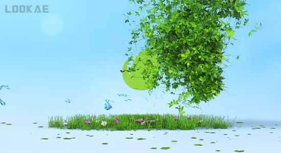 大自然绿色藤蔓花草生长LOGO标志展示片头AE模板 Nature Logo Reveal