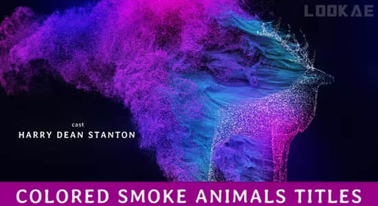 彩色烟雾粒子动物发散文字标题动画AE模板 Colored Smoke Animals Titles
