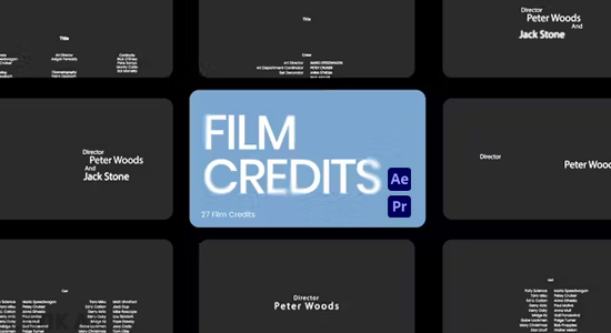 27组电影片头片尾演员职工制作人文字标题动画AE/PR模板 Film Credits
