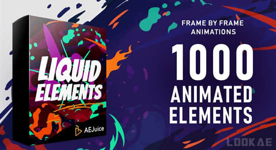 AE/PR模板/视频素材-1000个手绘液体闪光流体二维卡通动画元素包 Liquid Elements