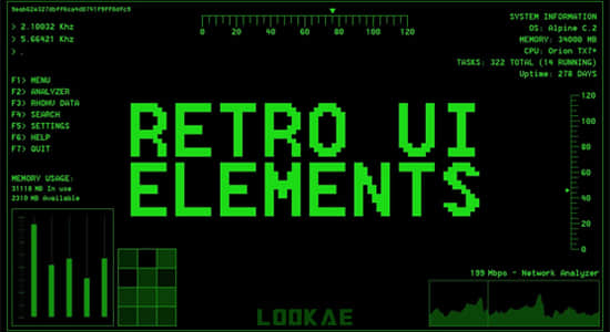 51个经典复古科幻UI界面元素动画4K视频素材 Retro UI Elements