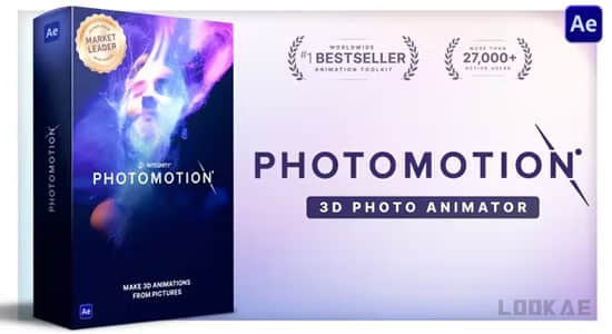 AE模板-平面图片转三维摄像机视差动画透视特效 Photomotion V12.0 – 3D Photo Animator (6 in 1)