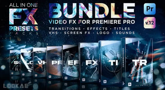 PR模板-视觉特效电影文字标题转场素材背景音效调色预设 FX Presets V12