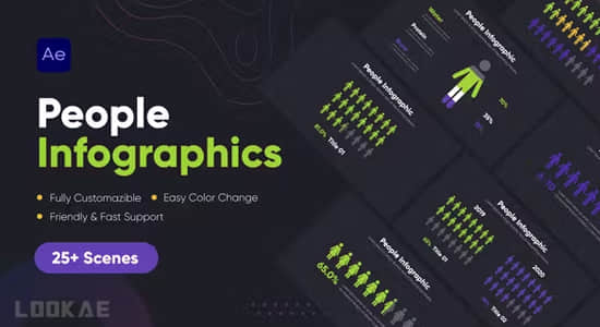 AE模板-25个人物信息图表场景统计展示动画 People Infographics