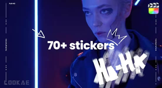 FCPX插件-70个手绘动态卡通图形贴纸元素动画 Animated Stickers Pack