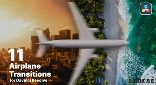 达芬奇模板-创意飞机飞行遮挡擦除无缝转场过渡预设 Airplane Transitions