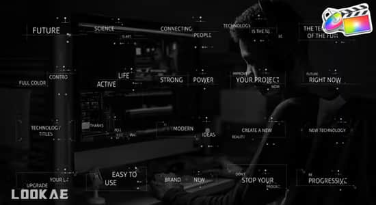 FCPX插件-20种数字技术点线连接电路图形文字标题动画 Technology Titles