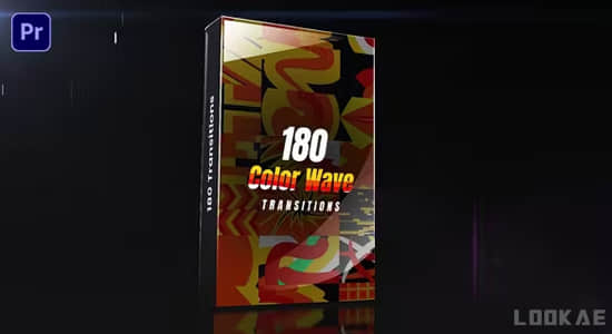 PR模板-180个引人注目充满活力彩色图形过渡转场动画预设 Color Wave Transitions